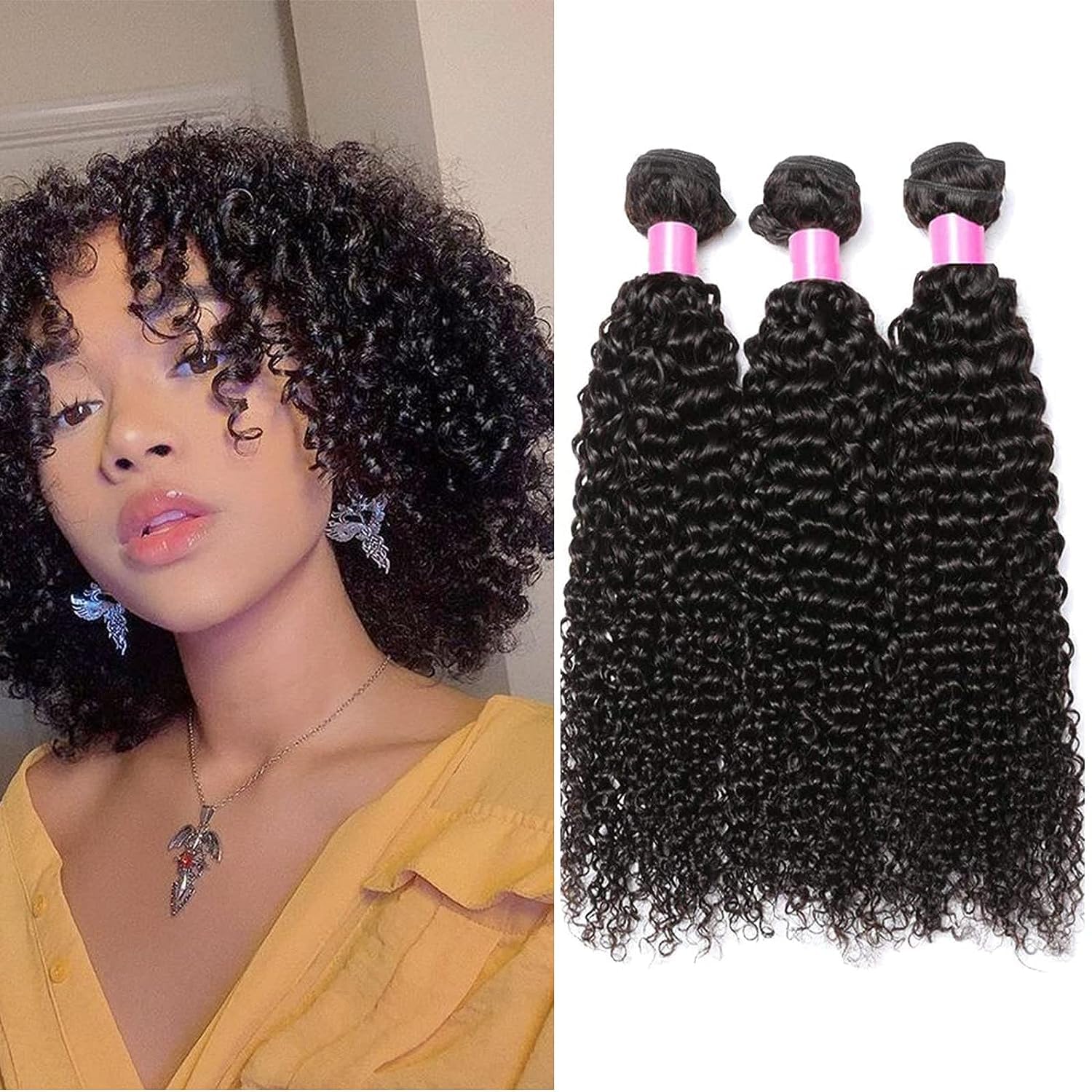 Curly Brazilian Weaves Human Hair - 8 Inches - Brazilian Hair Bundles - 50g/Bundle (150g Total)-Natural Virgin Human Hair Bundles — image 1
