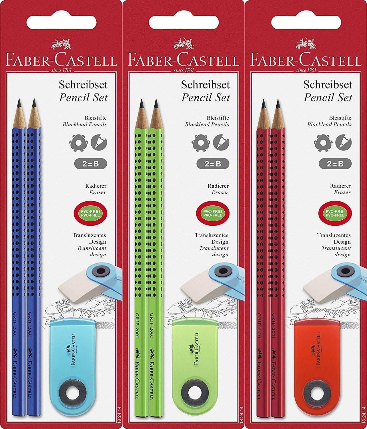 FaberCastell 182414 Crayon GRIP 2001 Lot de 2 crayons de papier, et