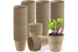 102 Pack Peat Pots for Seedlings, 3.15 Inch Biodegradable Planting Pot for Seedlings, Garden Plant Seed Starter Pots with Dra