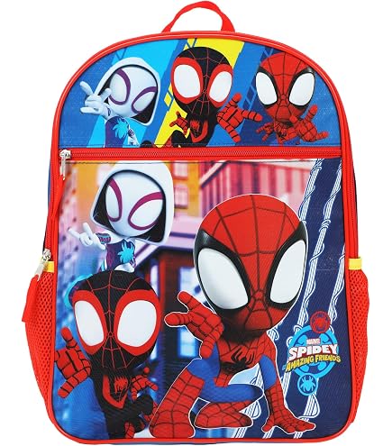 Safta Sac à Dos Plat Junior SPIDEY RESCUE - 26 X 34 Cm, Léger Et Résistant Pour Enfants, Rouge Bleu