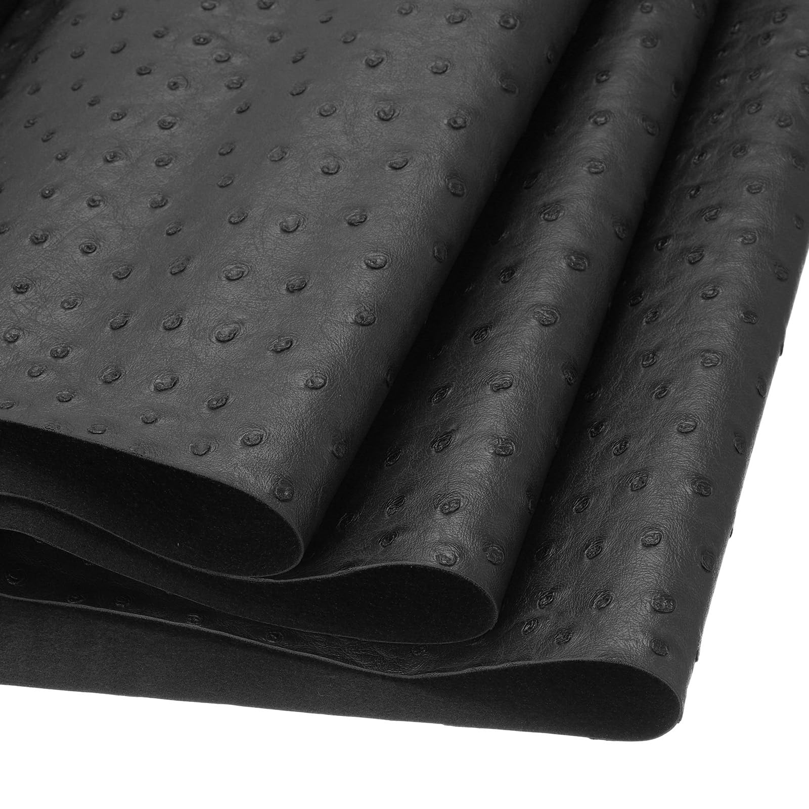 DMiotech Faux Leather Sheet 53 Inch x 12 Inch Ostrich Black PU Leather Roll for Handmade DIY Craft Projects