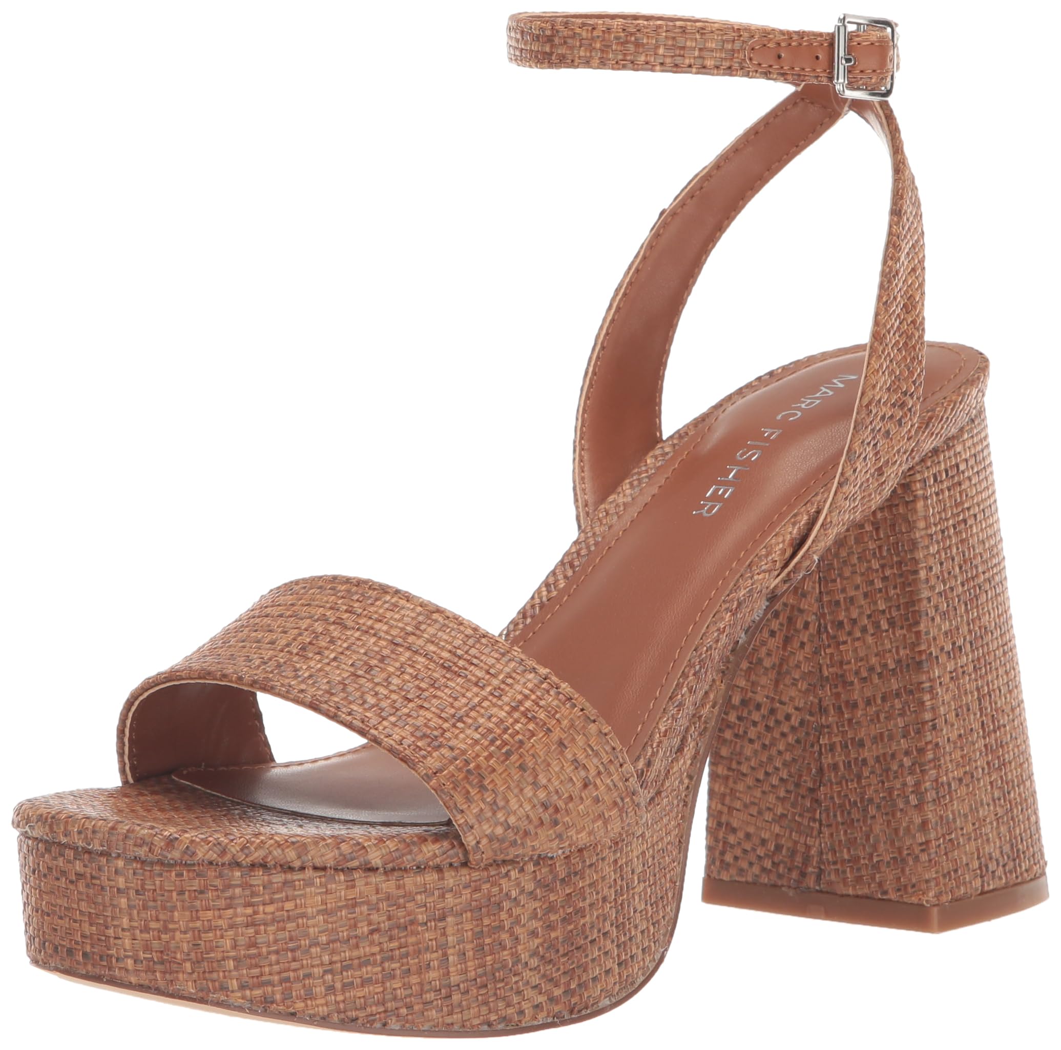 Marc Fisher Women’s Sadel Platform Sandal, Cognac 210, 5.5