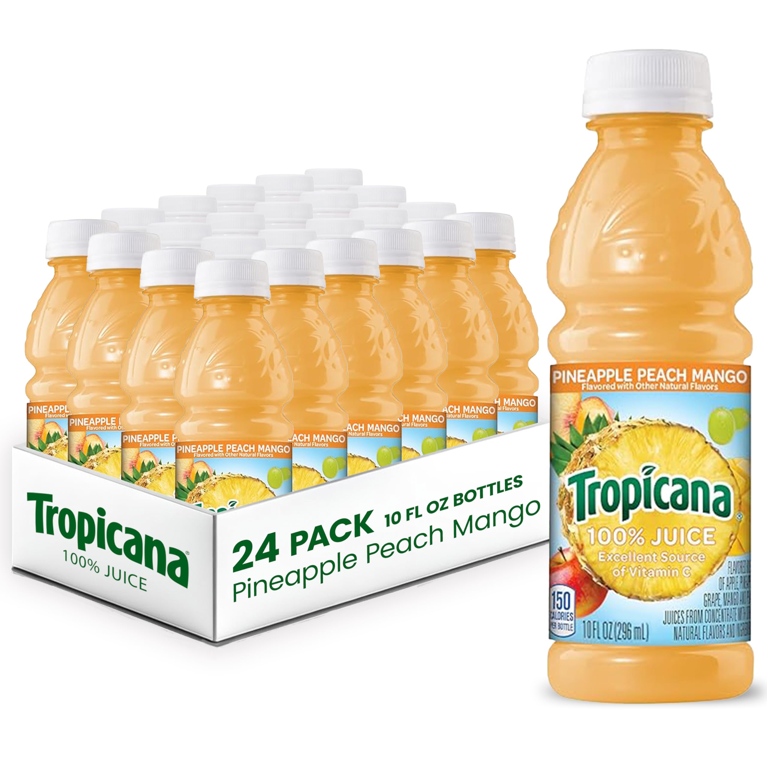 Photo 1 of ***1 bottle is missing***Tropicana 100% Pineapple Peach Mango Juice,Single Serve, 10 Fl Oz Bottles (Pack of 24) - Real Fruit Juice, Vitamin C, B & E Rich, No Added Sugars, No Artificial Flavors***1 bottle is missing***