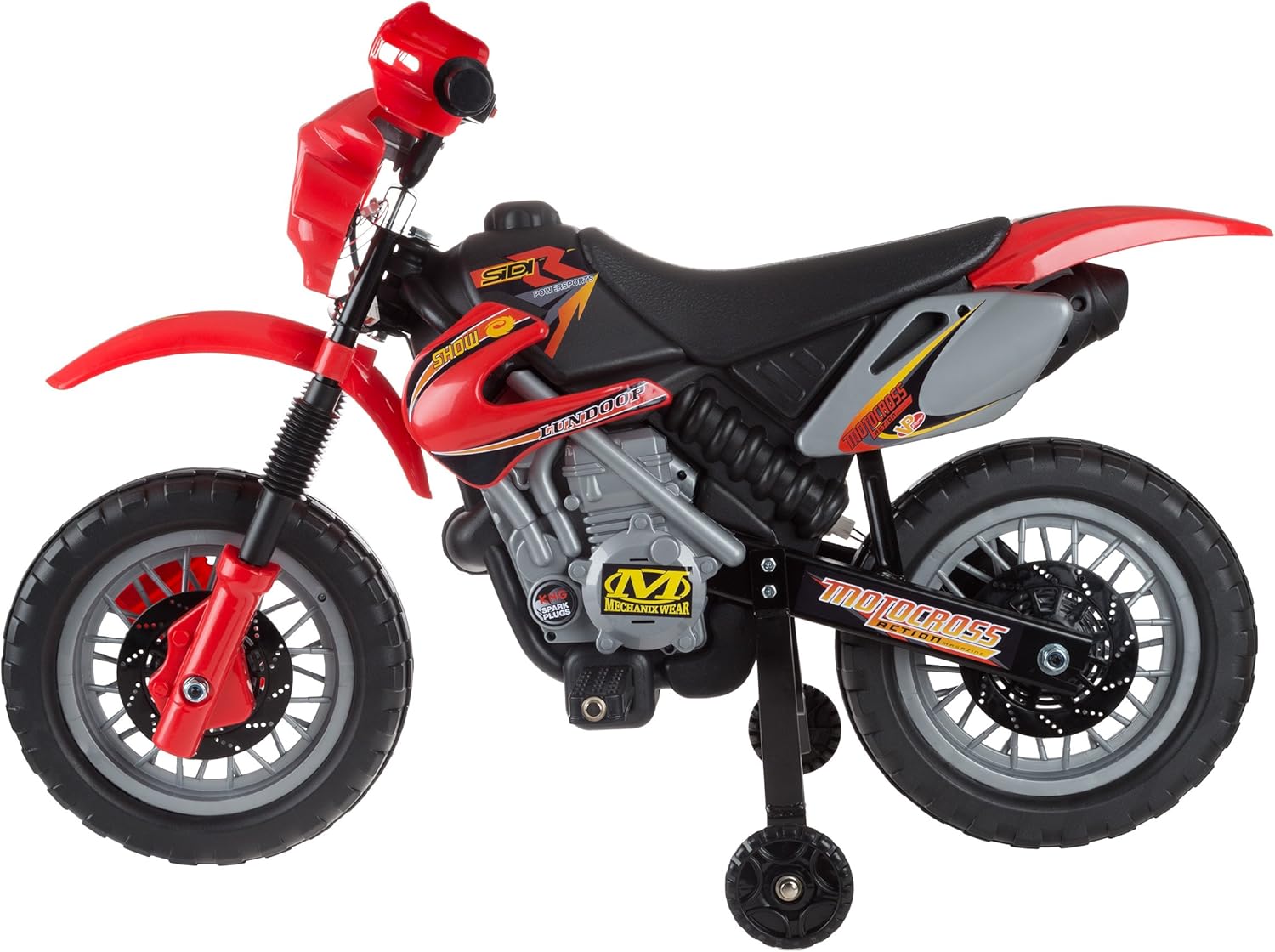 Amazon.com: Juguete para niños principiantes para montar en moto, con batería, con ruedas de entrenamiento, luces y sonidos para niños y niñas (rojo): Toys \u0026 Games