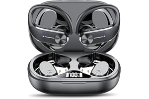 HADBLENG Ear buds Wireless Bluetooth Earbuds Sport 2024 NEW Bluetooth 5.3 Headphones 68H Playtime with LED Display Powerful Bass Over Ear Earphones with Earhooks IP8 Waterproof for Gym/Running/Workout