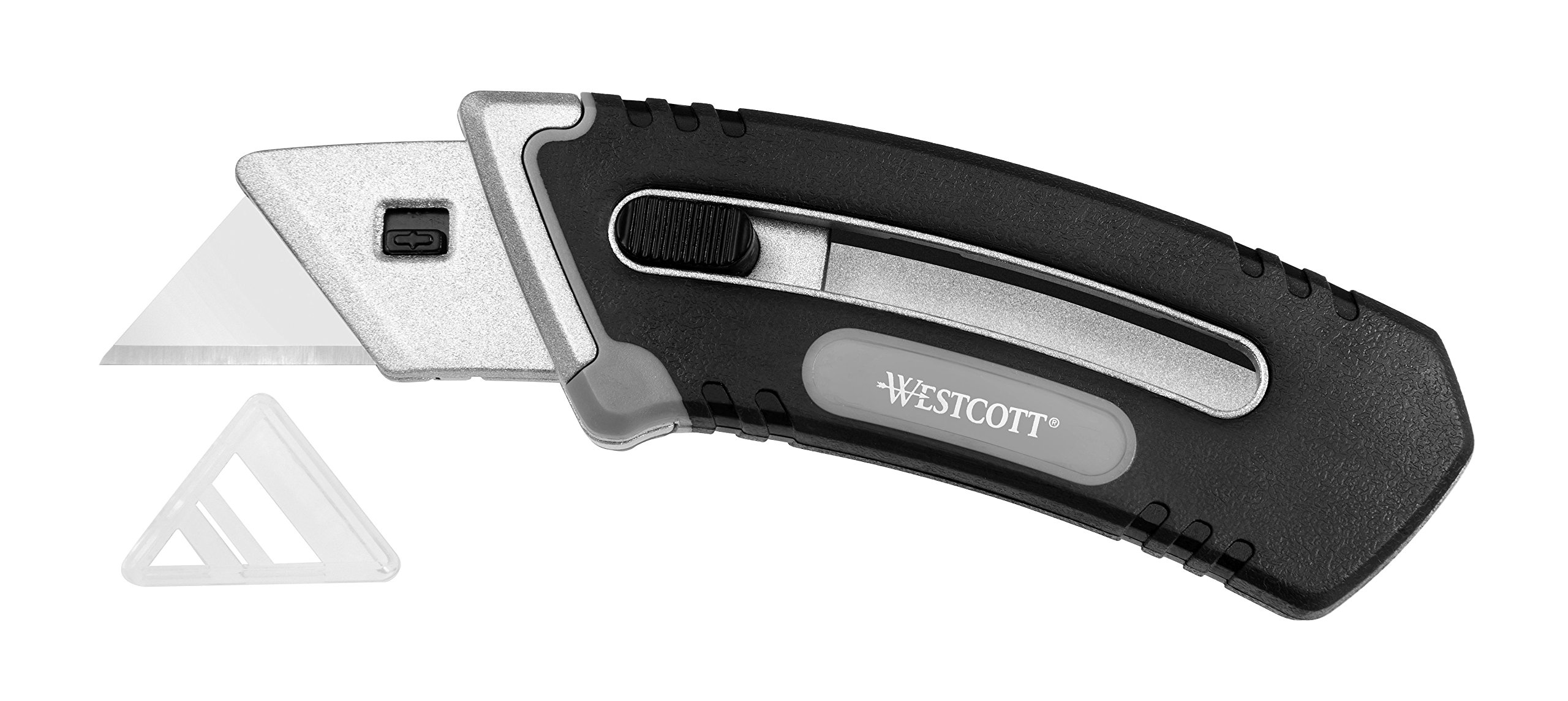 Westcott E-84029 00 Collapsible Utility Knife Ergonomic Cutter with Telescoping Mechanism and Automated Blade Retraction - Black