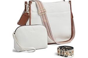 GLOSIW Women's Crossbody Bag Vegan Leather Shoulder Purses and Wallet Two Adjustable Guitar Strap Hobo Bags