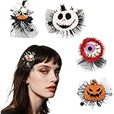CURASA Halloween Mesh Hair Clips Pumpkin Ghost Witch Hat Punk Hair Decoration Gothic Spider Hairpin Halloween Alligator Barrettes Glitter Sparkly Hair Accessories For Women Girls Party Cosplay Costume