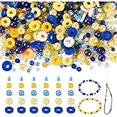 Beadthoven 6mm Clay Beads for Bracelet Making Glass Seed Beads for Jewelry Making 2Bags Colorful Preppy Spacers Pearls Polymer Heishi Flat Round Clay Disc Spacers for Friendship Bracelet Blue Yellow