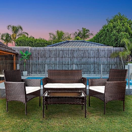 Youke Pezzi In Rattan Mobili Da Giardino Divano Set Di Tavoli E Sedie Da Giardino Veranda Brown