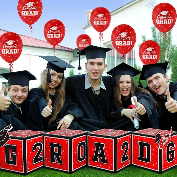 2026 GRADUATION DECORATIONS SET – SO PROUD OF YOU – CLASS OF 2026 BALLOON BOXES FOR MEMORABLE GRAD PARTY SUPPLIES, INDOOR/OUTDOOR CONGRATS GRAD HOME DOOR DÉCOR ESSENTIALS（RED AND BLACK）