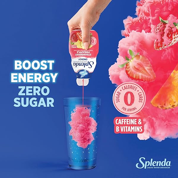 SPLENDA ENERGY LIQUID WATER ENHANCER DROPS, SUGAR FREE, ZERO CALORIE, NATURAL FLAVOR, CONCENTRATED DRINK MIX, 3.11 FL OZ EACH BOTTLE (STRAWBERRY PINEAPPLE, 1 PACK)
