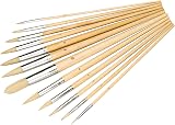 Silverline Artists Paint Brush Set 12pc Pointed Pure Bristle 1-12mm Wood Handle view 1
