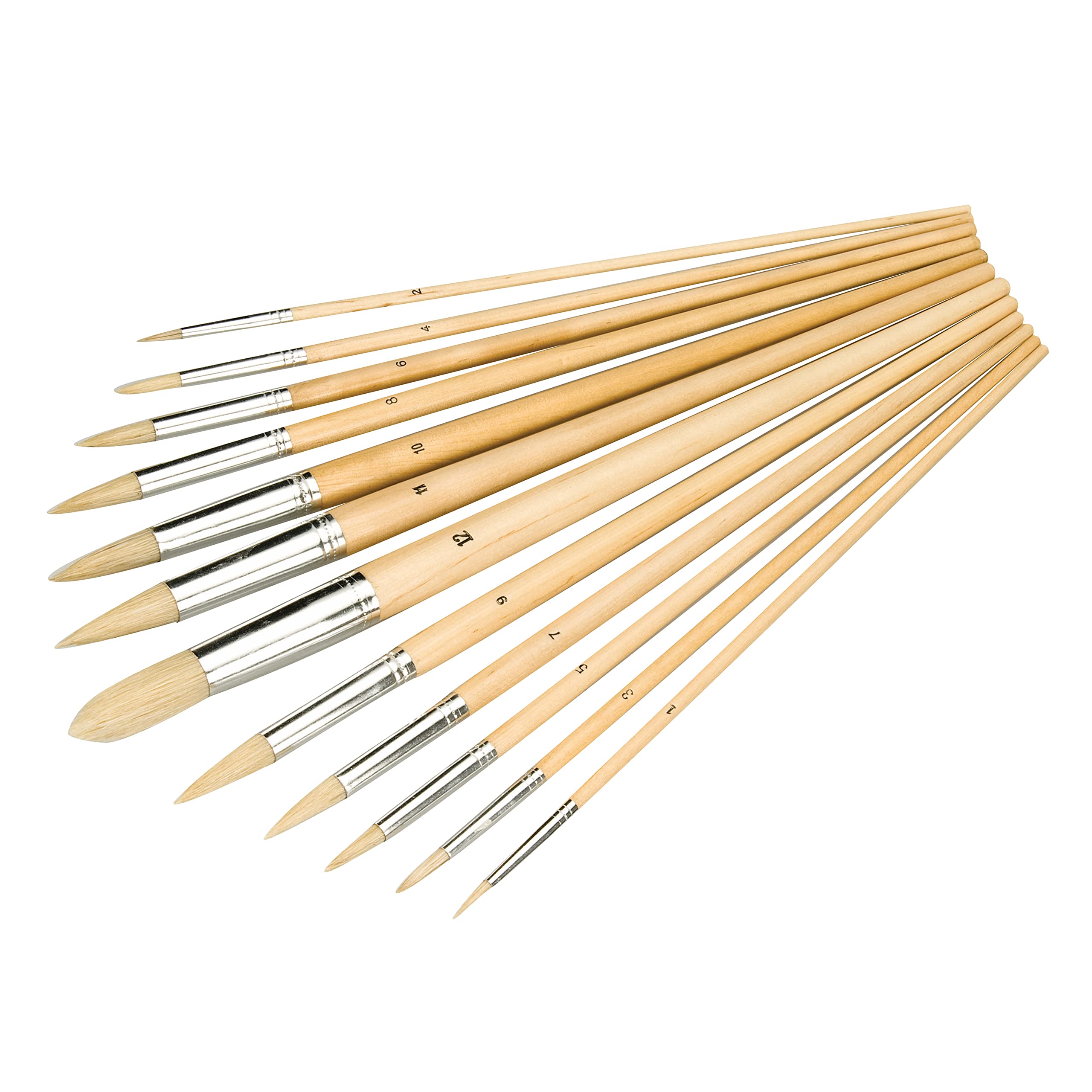 Silverline Artists Paint Brush Set 12pce Pointed Tips (675298)