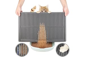 PetNova Easy Clean Litter Mat: Quick-Clean Grooved Design Small Cat Litter Mat for Compact Spaces – Waterproof Urineproof Cat Box Rug with Raised Edges for Cats with Urinary Issues (Grey, 24”x15”)