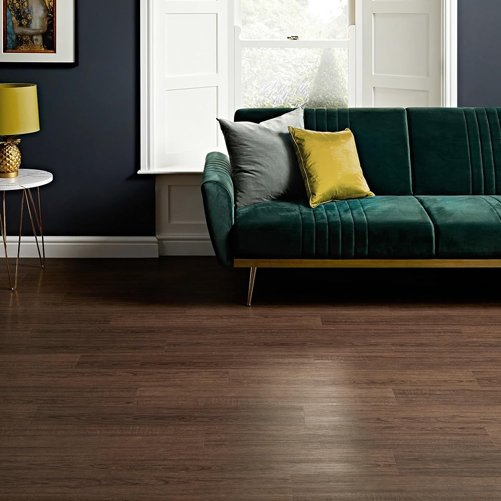 AMBULABO Vinyl Flooring 36pcs 5m² Peel and Stick Dark Brown Wood Planks