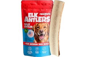 REXIPETS 100% Natural - Elk Antlers for Dogs ( Split ) - Naturally Shed in USA - Dog Antler Chews Medium Breeds - Natural, Long-Lasting Treats for Aggressive Chewers - Dog Chews - No Smell & No Mess - Medium