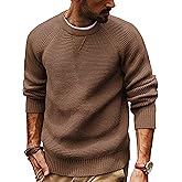 PJ PAUL JONES Mens Crewneck Sweater Waffle Knitted Pullover Sweaters Raglan Sleeve Knitwear Sweaters