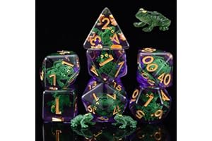 DND Resin Dice Set, Polyhedral D&D Frog Dice Inclusion Dice for Dungeons and Dragons MTG RPG (Frog)