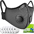 BASE CAMP Silver and Black Upgrade M Plus Dust Mask, Reusable Respirator Face Mask with 6 Activated Carbon Filters, Safety Work Masks for Woodworking, Construction, Yard Lawn Paint, Dust