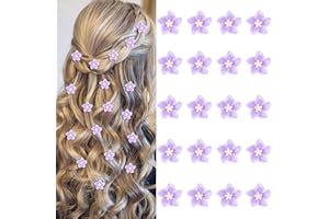 YISSION Mini Lily Flower Hair Clips and Barrettes - 20 Cute Small Bridal Hair Accessories for Girls, Women, and Weddings in Purple