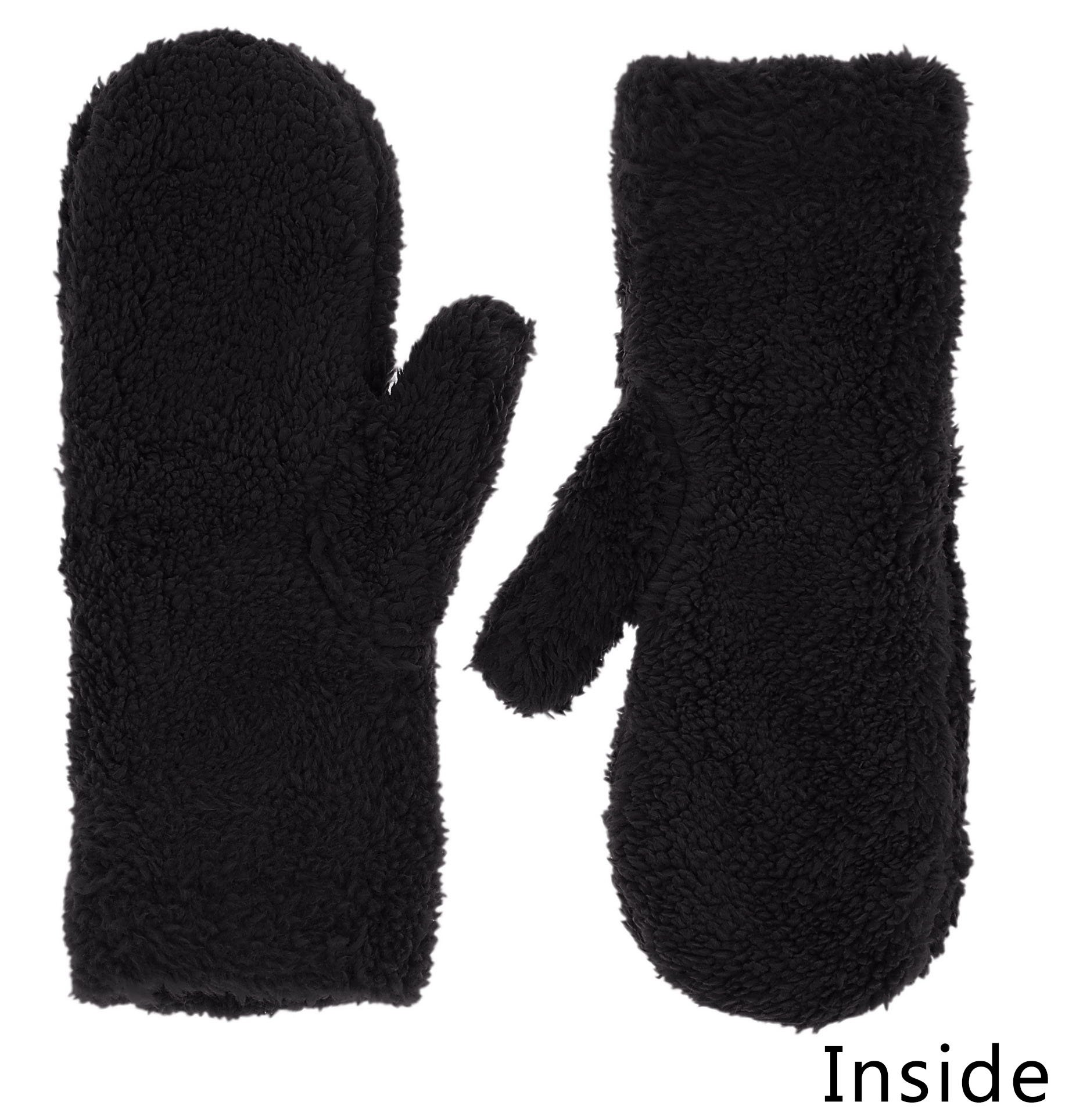 IL Caldo Womens Winter Gloves Plush Edge Warm Thick Knitted Mitten Drive Work Glove,Black