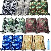 Frienda 14 Pcs Camouflage Drawstring Bags for Kids, Birthday Party Favors | Camo Patterns for Boys Goodie Bags, Camping Travel, Candy Treats Storage, Party Supplies Sacks