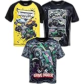Monster Jam 3 Pack T-Shirts Toddler to Big Kid Grave Digger El Toro Loco Megalodon