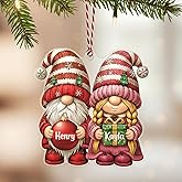 Nazenti Personalized Grow Old Together Gnome Couple Christmas Ornament, Custom Couple Gnome Home Decor, Anniversity for Husband Wife, Grandparents Christmas Ornament, Newly Wed Gifts