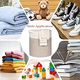 Univivi 40L Laundry Basket Foldable Khaki White Rope Toy Storage Basket view 6