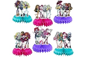 CHAMPBULL 6Pcs Monster-high Party supplies set Honeycomb Centerpieces Double Sided Table Topper for birthday party decoration (Monster-high)