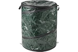 Collapsible Trash Can - Pop Up 44-Gallon Outdoor Portable Garbage Bag Holder with Zippered Lid - Recycle Bin for Camping or Parties by Wakeman (Green)