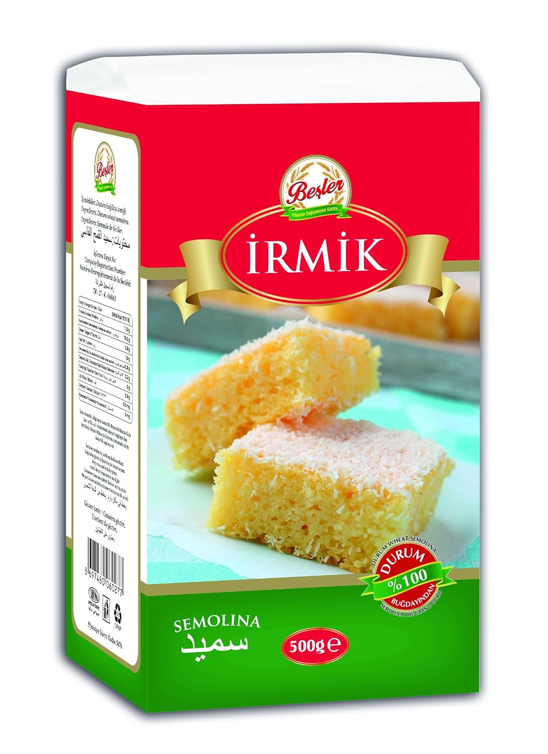 Besler Irmik / Semolina 100 % Durum Wheat 500 Gr Pack Of 2 (8697480060277)