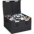 FBBABB 16 Pairs Shoe Storage Box, Foldable Shoe Storage Containers Baskets Boxes Bins Adjustable Dividers for Shoes, Sandal, Sneakers and High Heeled, Stackable and Foldable (Black)