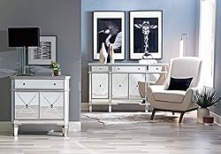 Powell Company Mirrored 4-Door 3-Drawer Console
