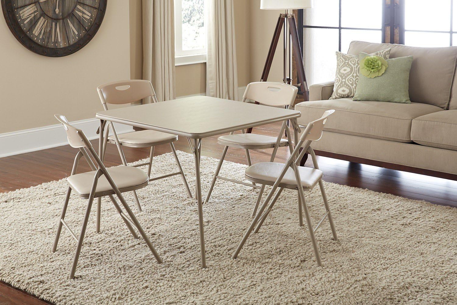 Cosco 5-Piece Folding Table and Chair Set, Black: Furniture & Decor