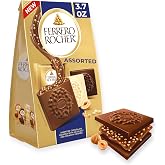 Ferrero Rocher chocolate squares, Assorted Chocolate, Variety Pack, 3.7 oz | Individually wrapped assorted chocolate variety pack, milk chocolate, dark chocolate, and white chocolate with hazelnut