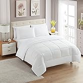 Sweet Home Collection 5 Piece Comforter Set Bag Solid Color All Season Soft Down Alternative Blanket & Luxurious Microfiber Bed Sheets, White, Twin XL