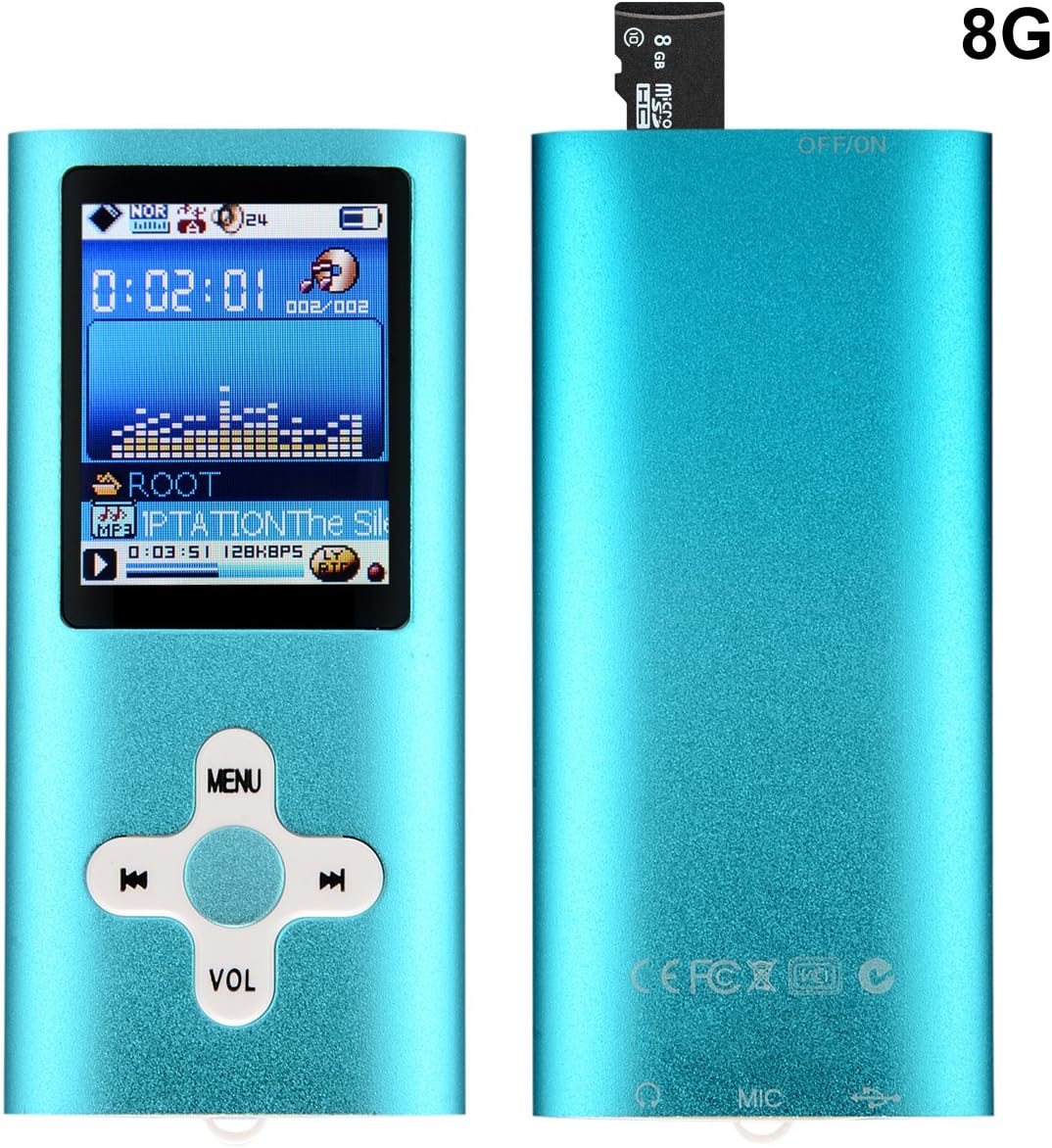 VicTal MP3 MP4 Player with Micro SD Card Slot (8GB Micro SD Card included) Supporting Voice Audio Recorder, Videos Movie Player, Music Player, E-Book Reader, Photo Viewer (Blue)