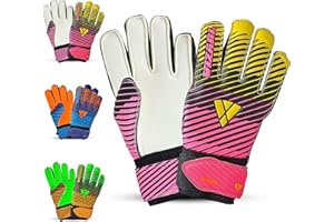 Vizari Sports Saturn Soccer Goalie Goalkeeper Gloves for Kids Youth & Boys, Football Gloves with Grip Boost Padded Palm and fingersave Flat Cut Construction