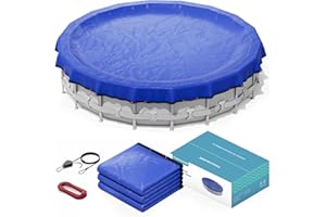 POOLHACKER 2025 Upgrade 24 ft Round Winter Pool Cover - 24ft Round Above Ground, 4 Foot Overlap Extra Thick 420D Pool Cover with Pulley and Cable