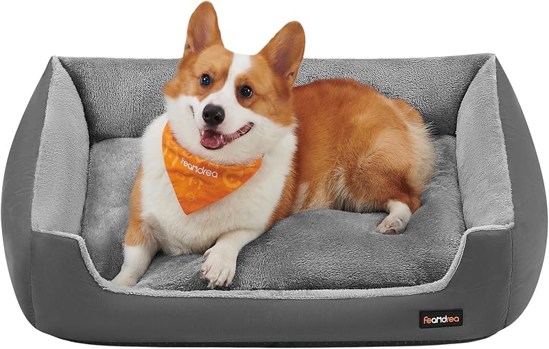 Feandrea Dog Bed Sofa with Removable Reversible Cushion 85x65x21 cm Slate Grey