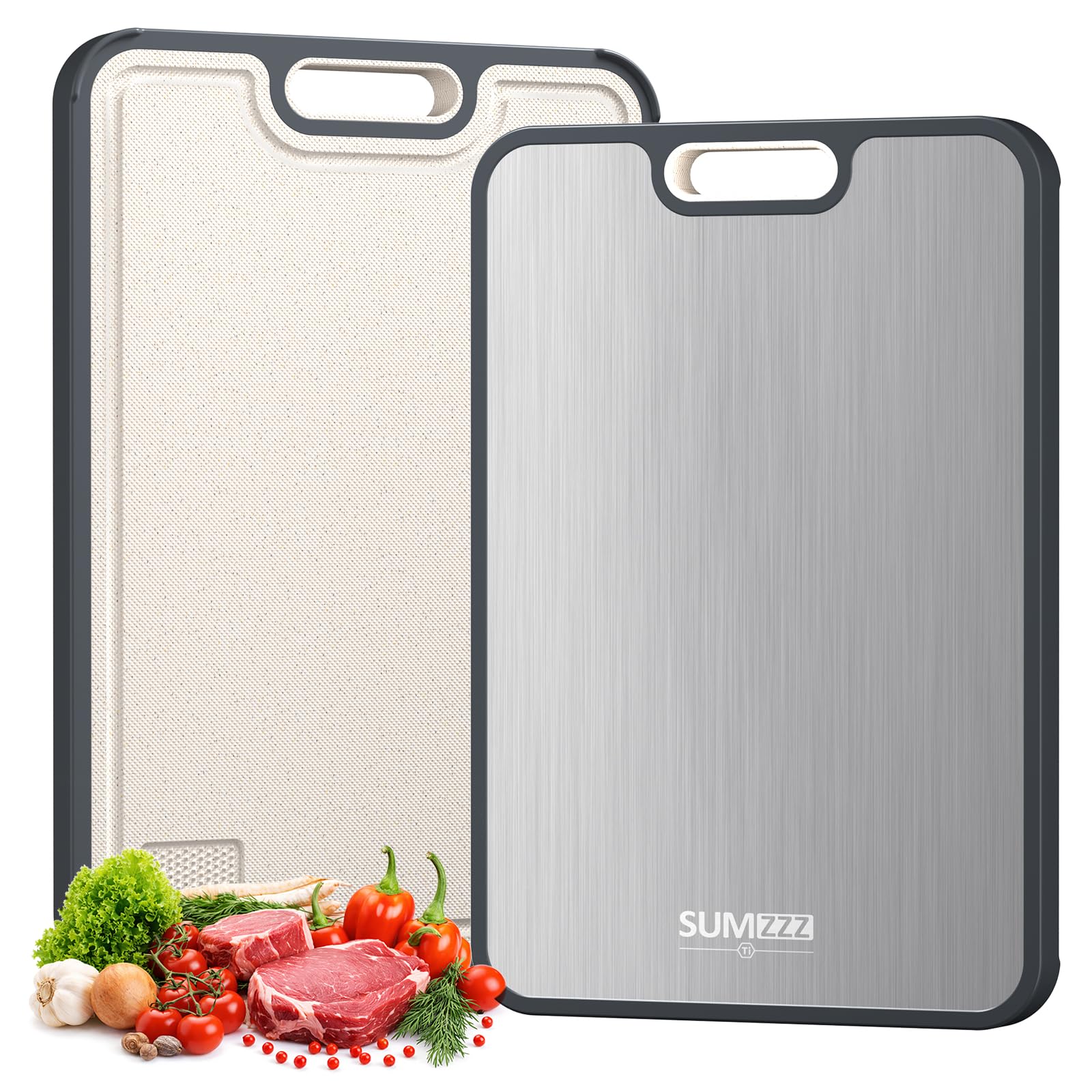 Sumzzz Titanium Cutting Board: Double-Sided, Food-Grade Kitchen Board (15”×10.3”) – Easy to Clean & Durable