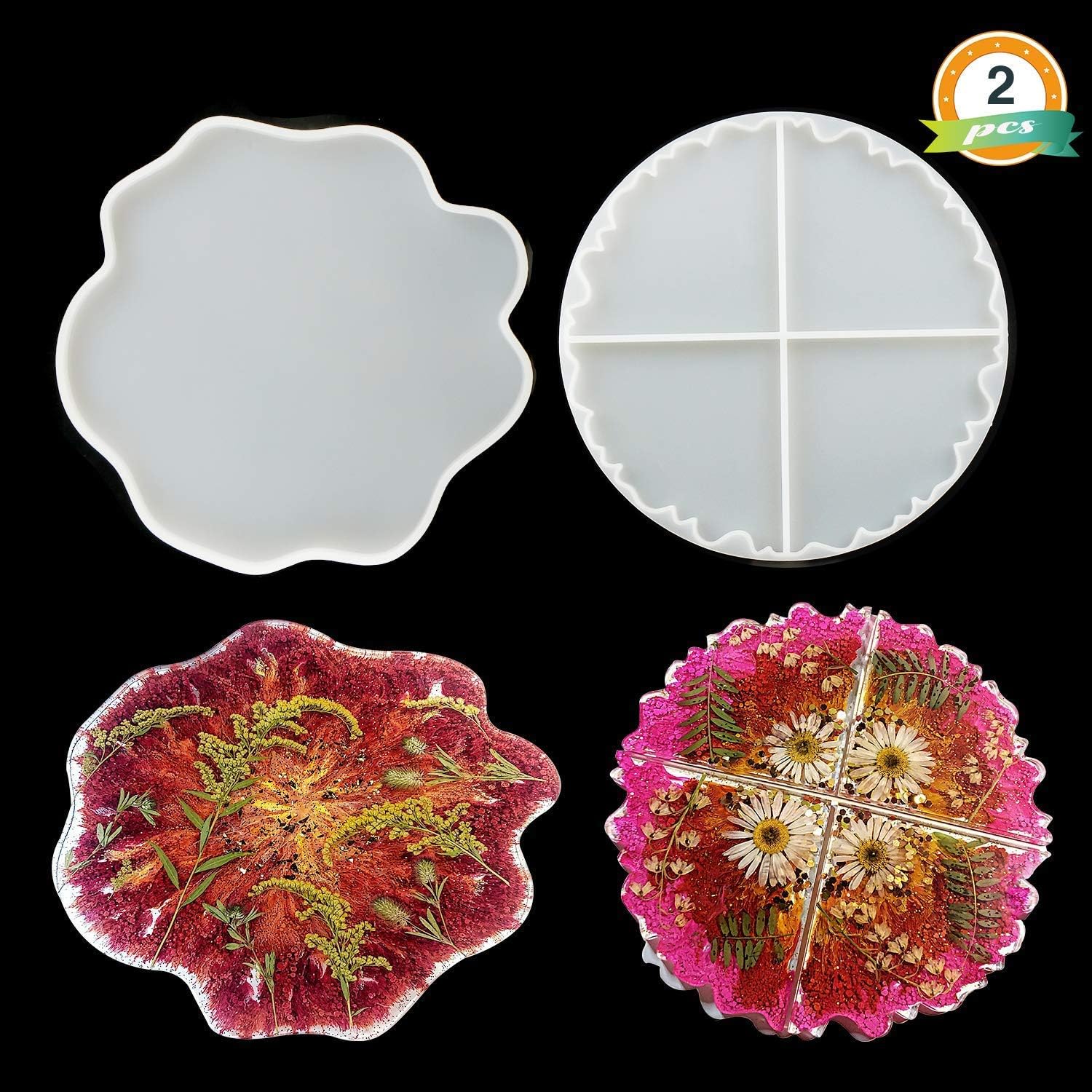 Silicone Coasters Mold, 2 Pcs Flexible Geode Agate Slice Molds, Irregular Shaped Epoxy Resin Molds, for Making Cup Mats, Geode Coasters, Agate Coasters, Home Decoration