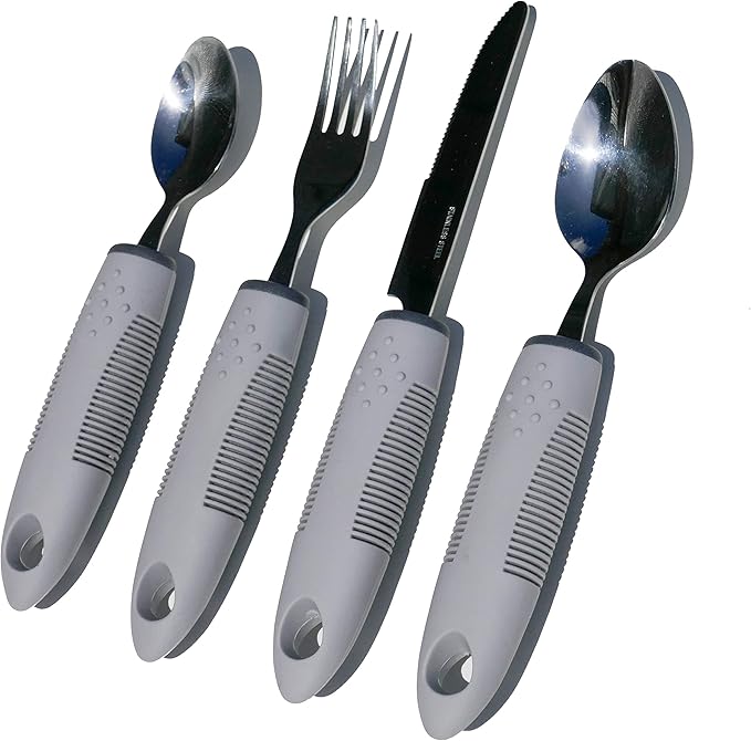 Cutlery Set Easy Grip, 4 Piece. Chunky Handles, Ideal Eating Aid for