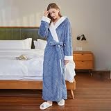 Oksun Womens Long Hooded Fluffy Fleece Bathrobe XL Winter Warm Blue view 6