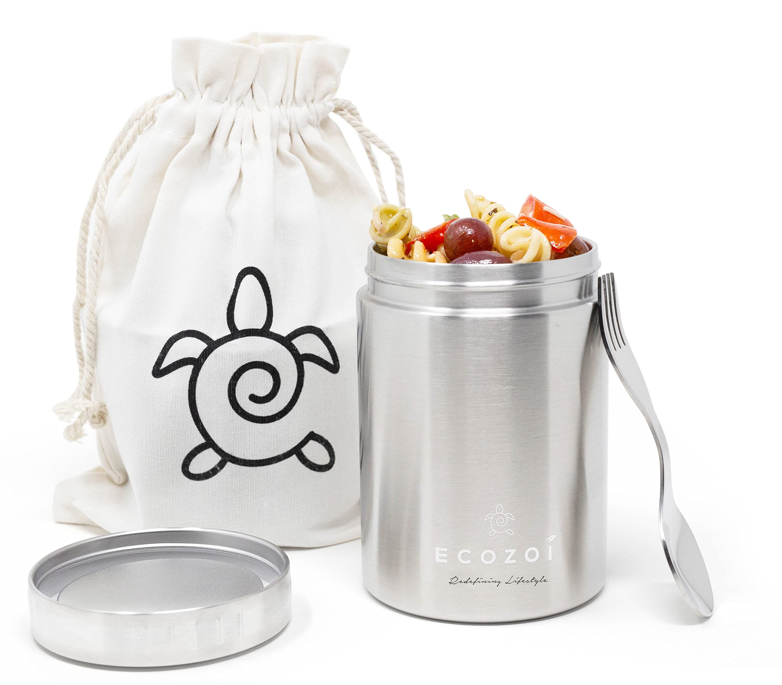 Photo 1 of ecozoi Stainless Steel Insulated Lunch Box, Vacuum Insulated Food Jar, 17 Oz + Spork + Lunch Bag