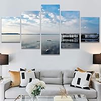 SIGNWIN 5 Panel Canvas Wall Art Modern Art Farmhouse/Country Lake Multicolor Nature Photography Relax/Calm for Home Decorations Ready to Hang - 60