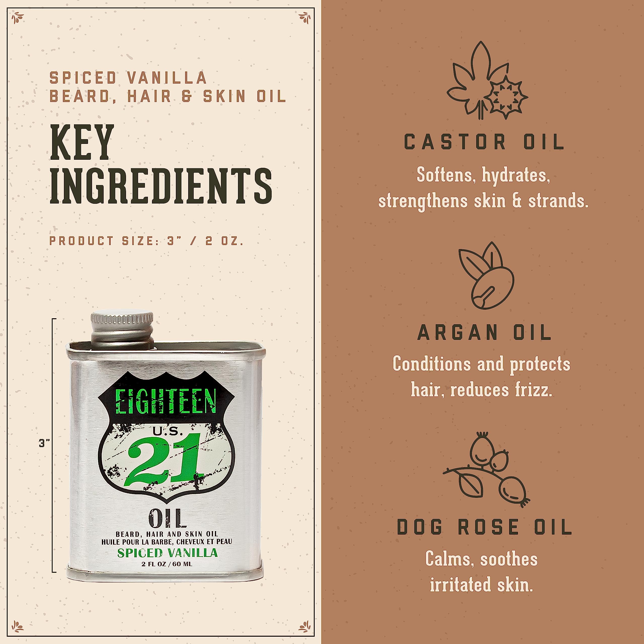 18.21 Man Made Hair, Skin & Beard Oil for Men, 4 Scents - Non-Greasy, Conditioning Balm with Castor Seed, Jojoba, and Argan Oils - Premium Tattoo and Mustache Care Products