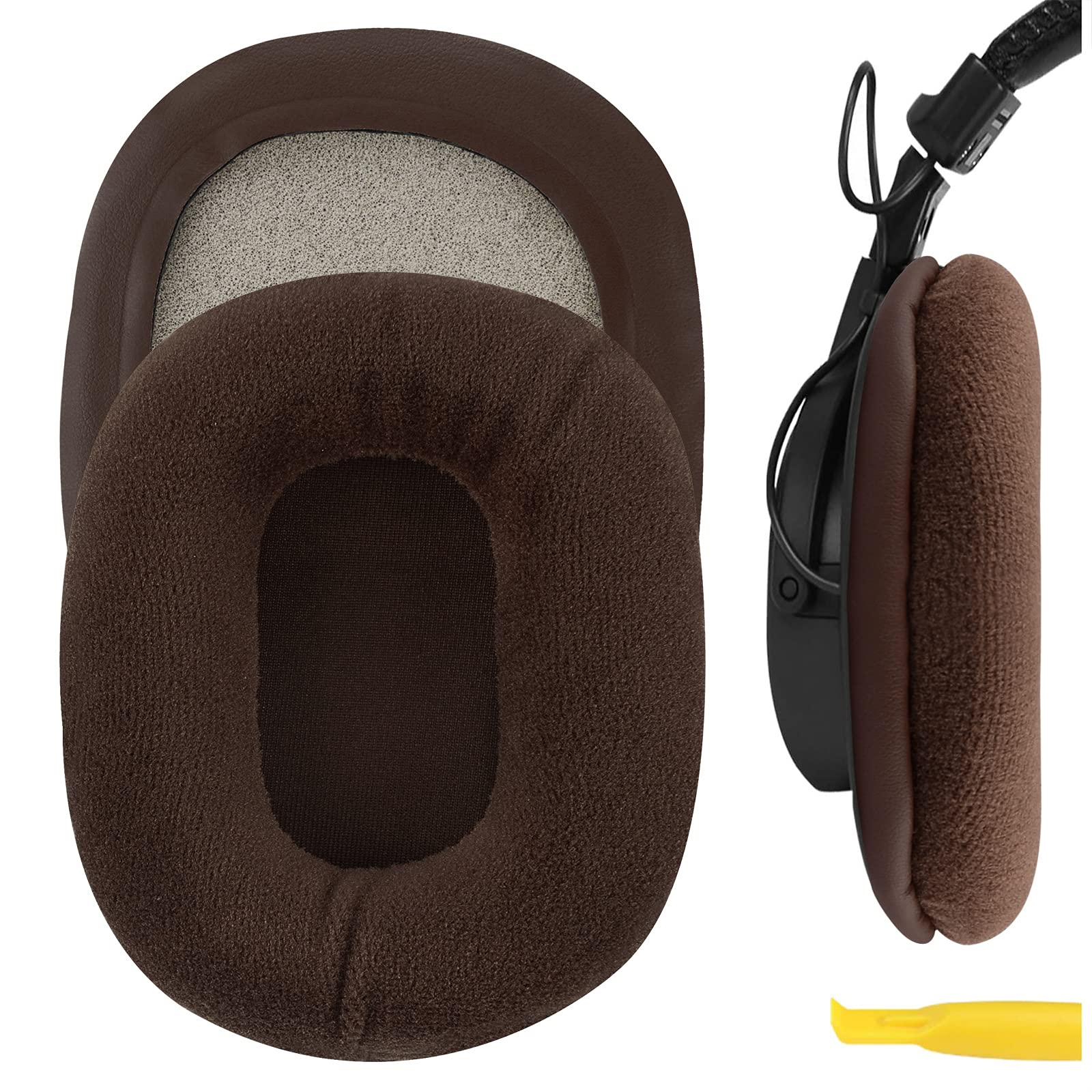 Geekria Comfort Velour Replacement Ear Pads Compatible with Sony MDR-7506, MDR-V6, MDR-CD900ST, WH-XB900N, WH-CH700N, WH-CH710N, WH-CH720N Headphones,Ear Cushions (Brown)
